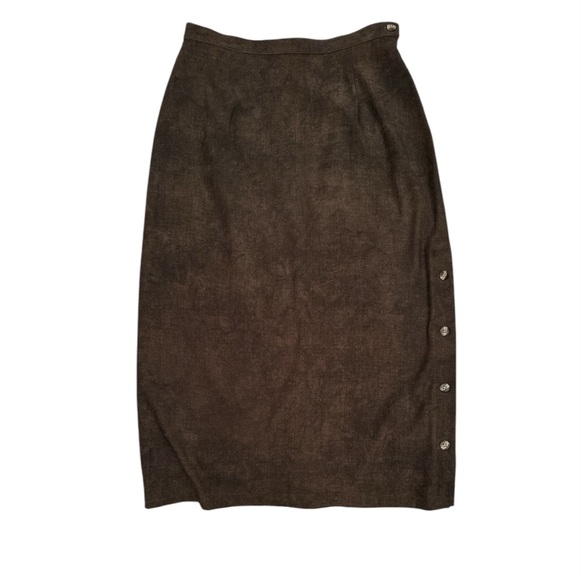 VINTAGE Stonebridge Suede Like Skirt, Chocolate Brown Maxi Minimal size 8P - Picture 1 of 4